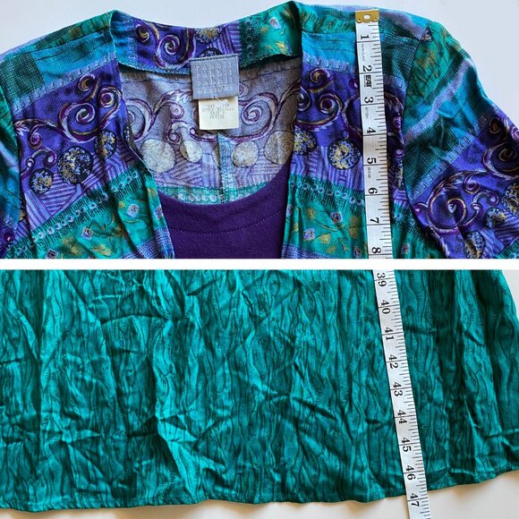 Vintage Rabbit Designs Dress Size 2P Made In USA Shoulder Pads Maxi Dress Green - Picture 4 of 9